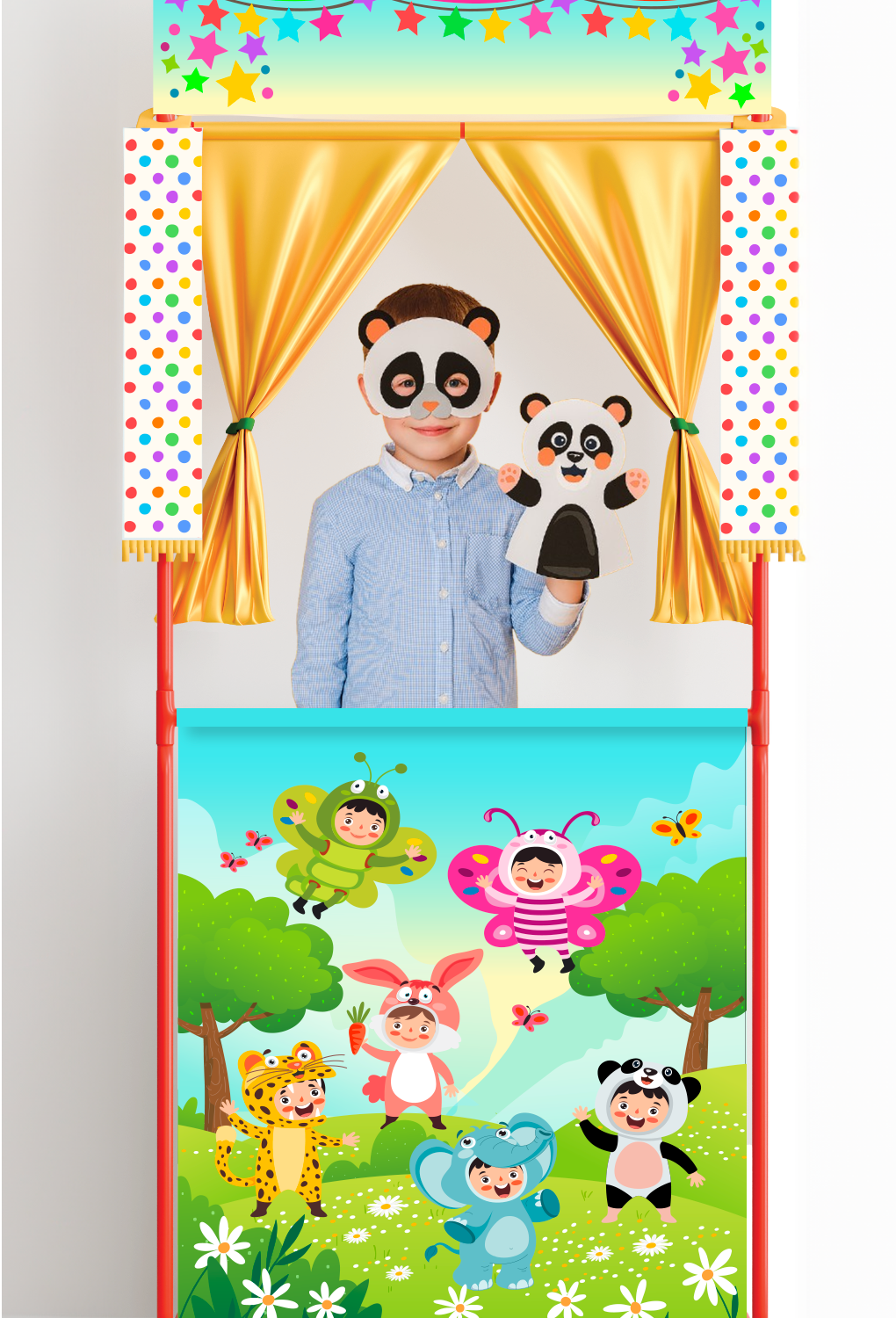 Role Play Tiyatro Sahnesi / Keçe El Kuklası & Keçe Maske Hediyeli