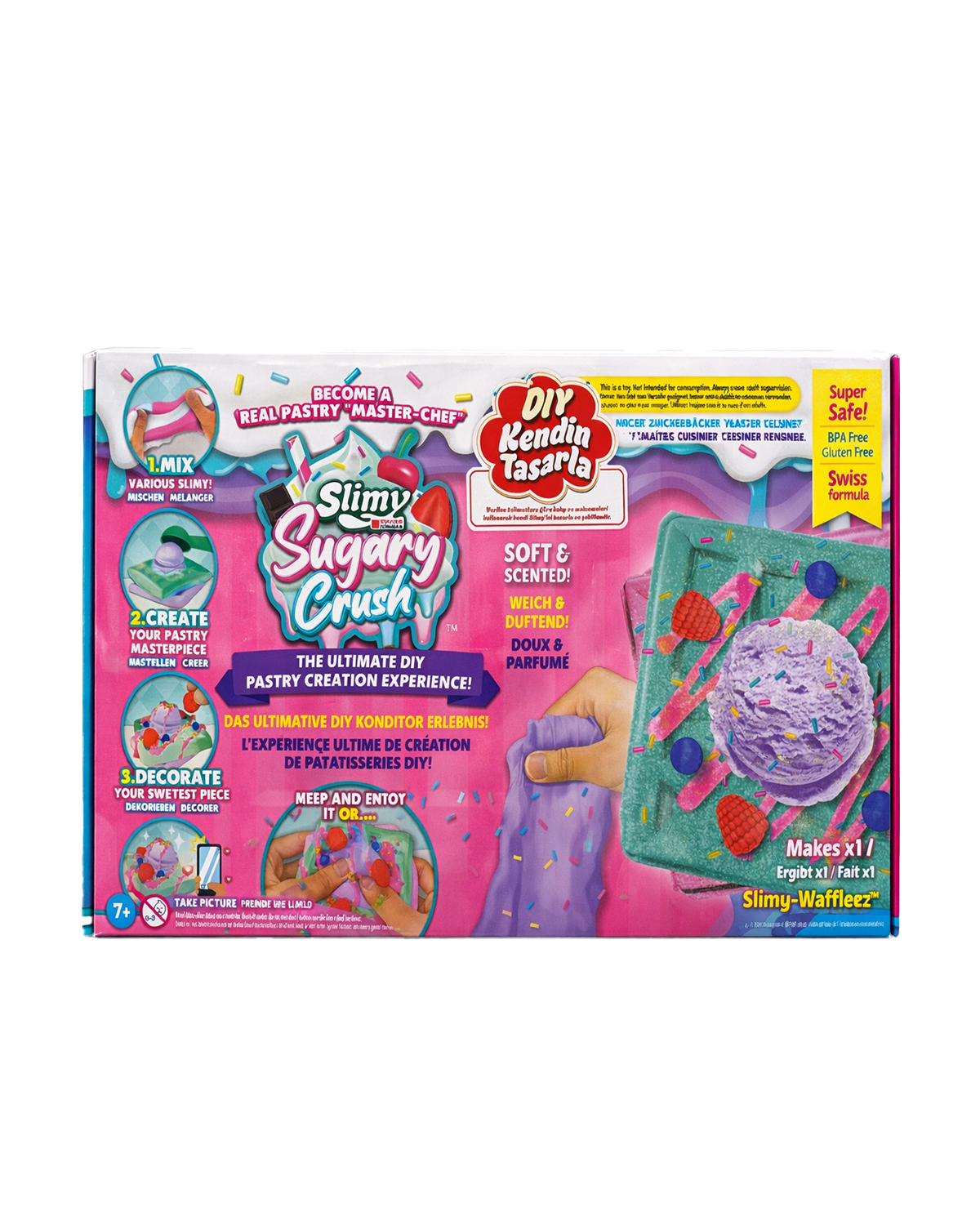 Slimy Sugary Crush DIY Waffle Slime Seti – Kokulu Slime, Pasta & Tatlı Tasarım Oyuncağı, Dekorasyon Seti